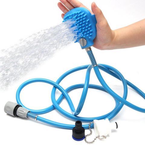 Pet Silicone Shower Brush in use