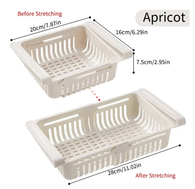 Refrigerator Storage Basket Apricot with dimensions